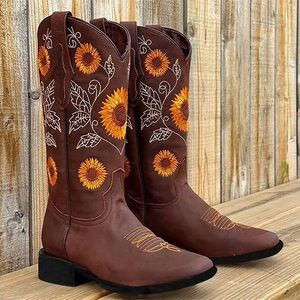 Heeled Cowboy Boots Dark Brown